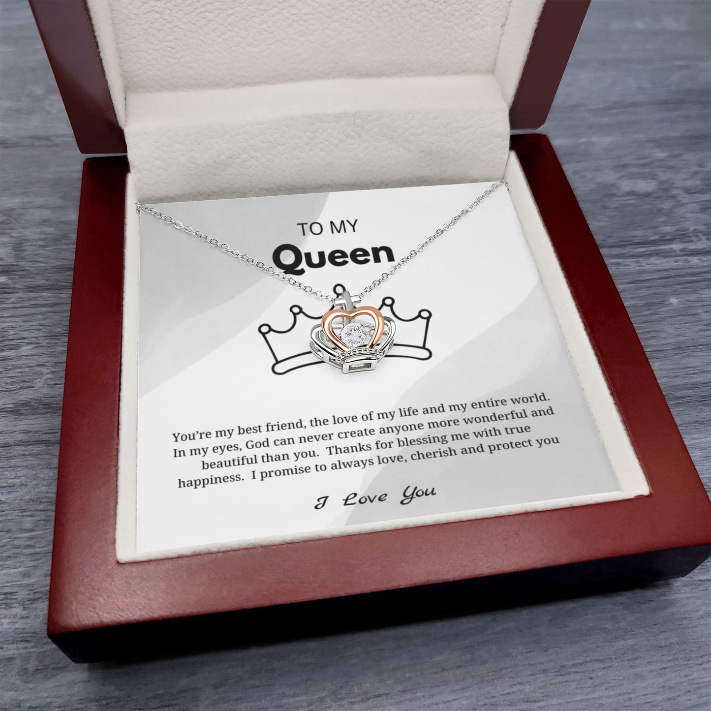To My Queen – Sparkling Love Knot Necklace | Romantic Gift