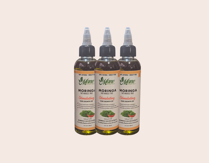 MORINGA SCALP & HAIR STRENGTHENING OIL • GROWTH FORMULA • 4 FL OZ • FREE SATIN BONNET