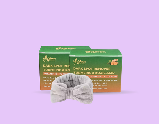 TURMERIC & KOJIC ACID DARK SPOT REMOVER SOAP – FACE & BODY CLEANSER - 4 BARS - 2/PK - FREE HEADBAND WRAP