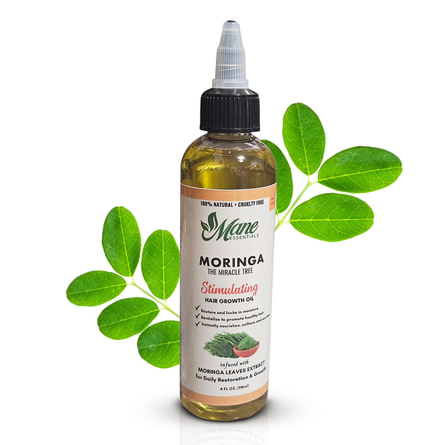 MORINGA SCALP & HAIR STRENGTHENING OIL • GROWTH FORMULA • 4 FL OZ • FREE SATIN BONNET
