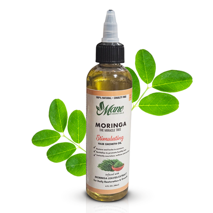 MORINGA SCALP & HAIR STRENGTHENING OIL • GROWTH FORMULA • 4 FL OZ • FREE SATIN BONNET