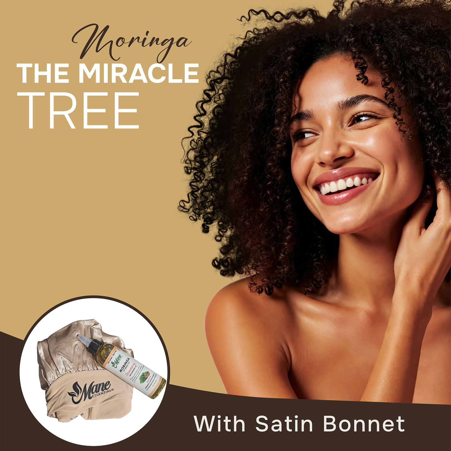 MORINGA SCALP & HAIR STRENGTHENING OIL • GROWTH FORMULA • 4 FL OZ • FREE SATIN BONNET