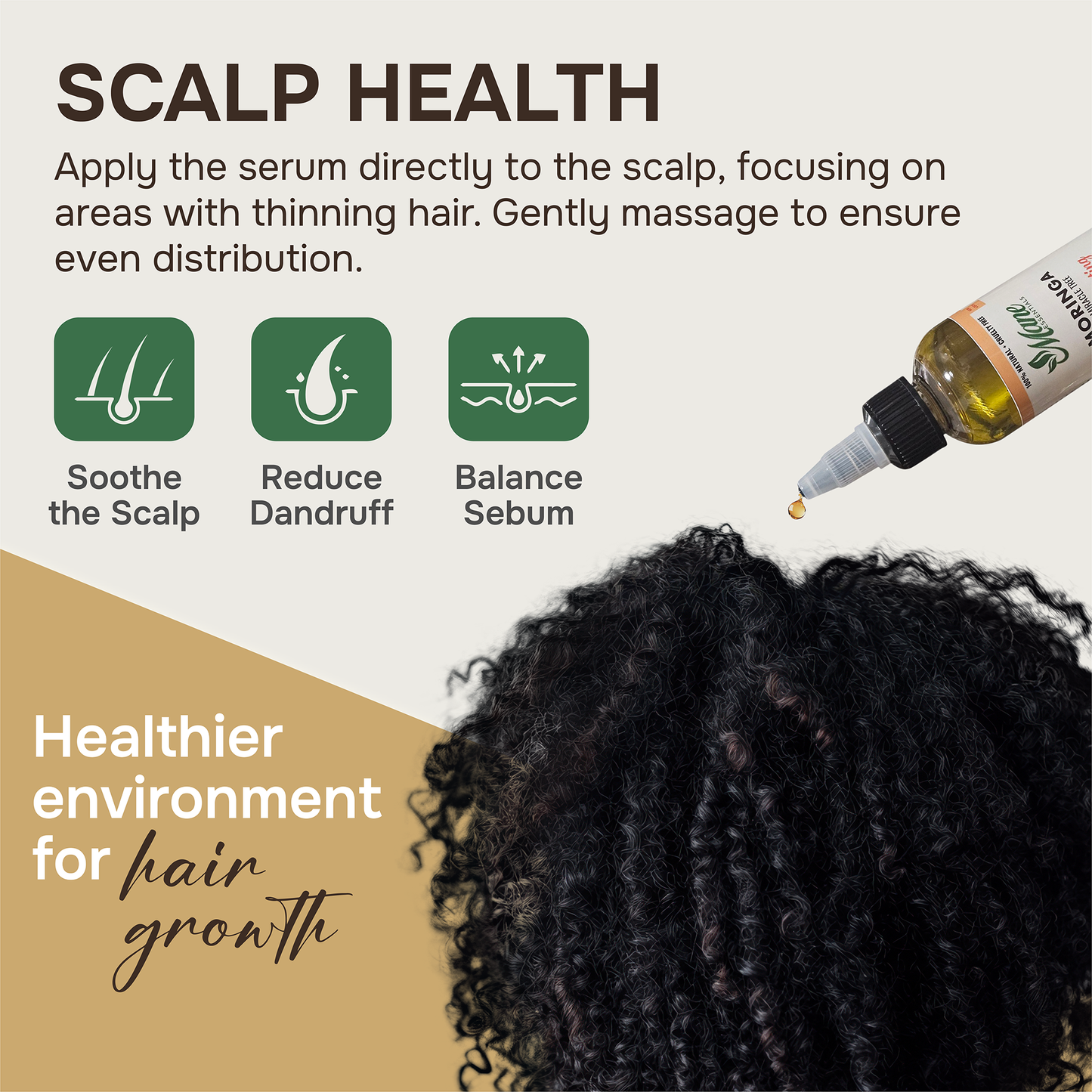 MORINGA SCALP & HAIR STRENGTHENING OIL • GROWTH FORMULA • 4 FL OZ • FREE SATIN BONNET