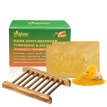 TURMERIC & KOJIC ACID DARK SPOT REMOVER SOAP – FACE & BODY CLEANSER - 2/PACK - FREE SOAP HOLDER
