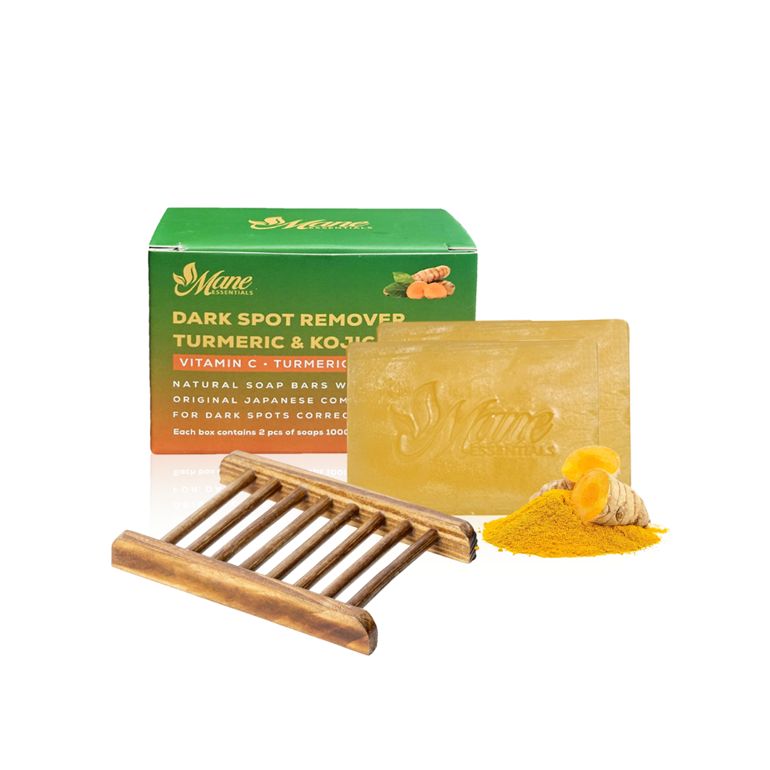 TURMERIC & KOJIC ACID DARK SPOT REMOVER SOAP – FACE & BODY CLEANSER - 2/PACK - FREE SOAP HOLDER