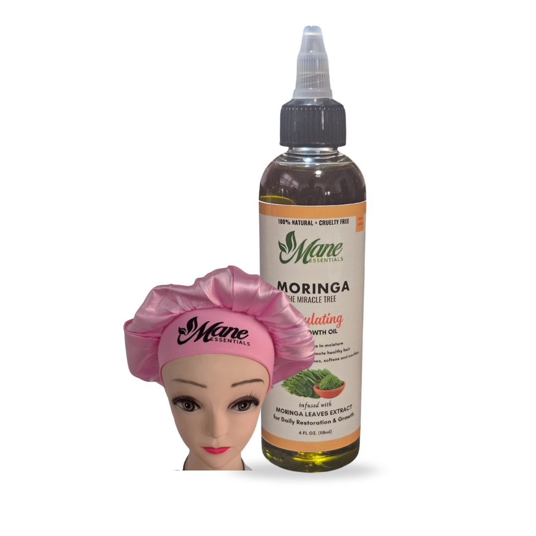Moringa Hair Growth Oil for Scalp & Hair Nourishment |4 FL OZ • FREE SATIN BONNET