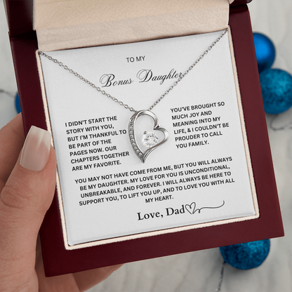 To My Bonus Daughter Necklace – Love, Dad – Forever Love Pendant