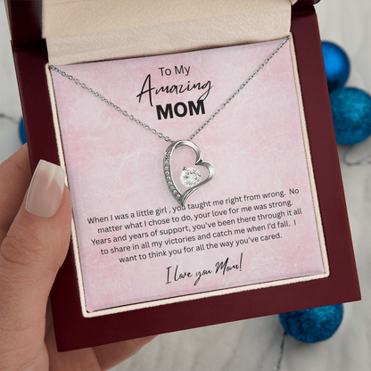 Love Knot Necklace Gift for Mom 14K White Gold Finish 18K Yellow Gold Finish