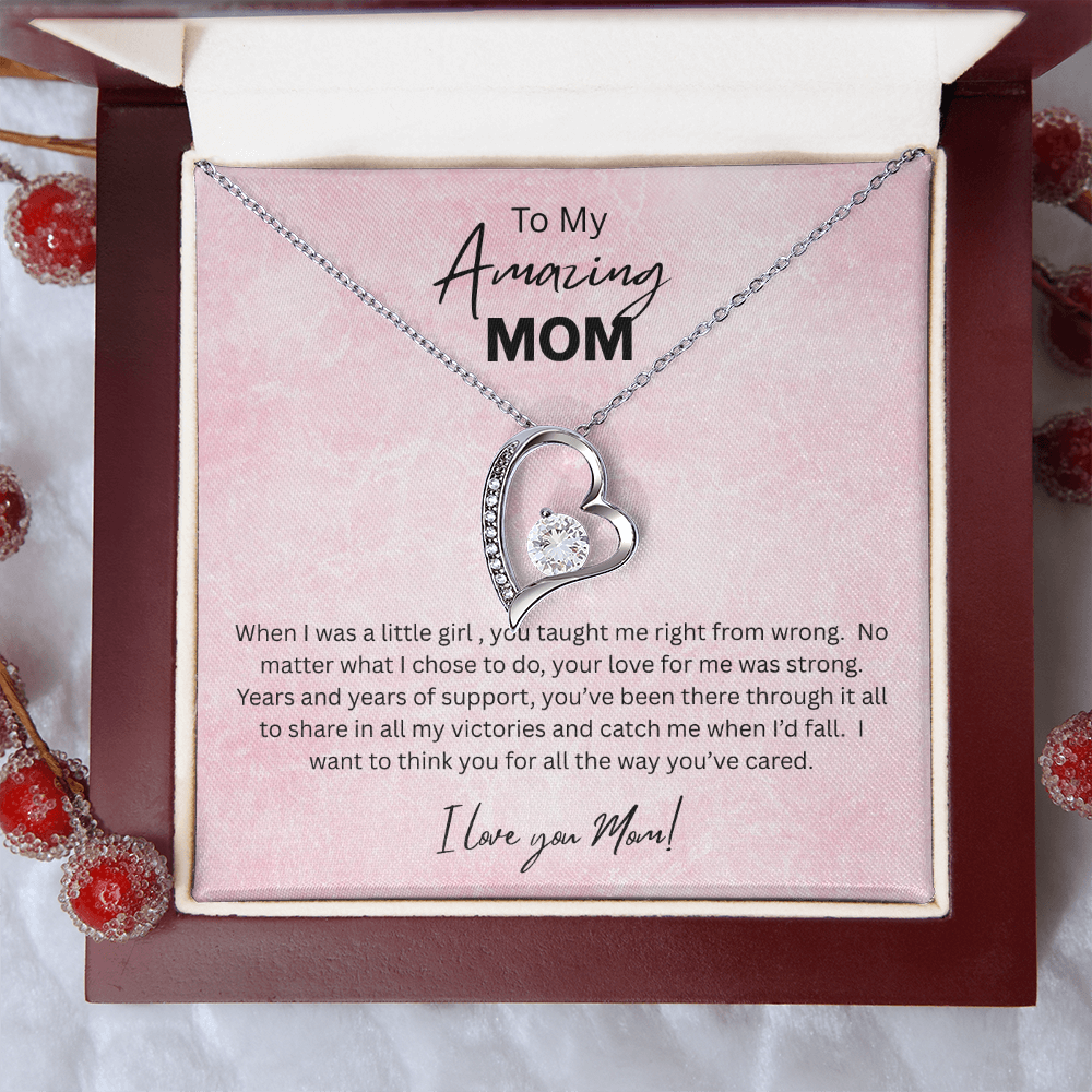 Love Knot Necklace Gift for Mom 14K White Gold Finish 18K Yellow Gold Finish