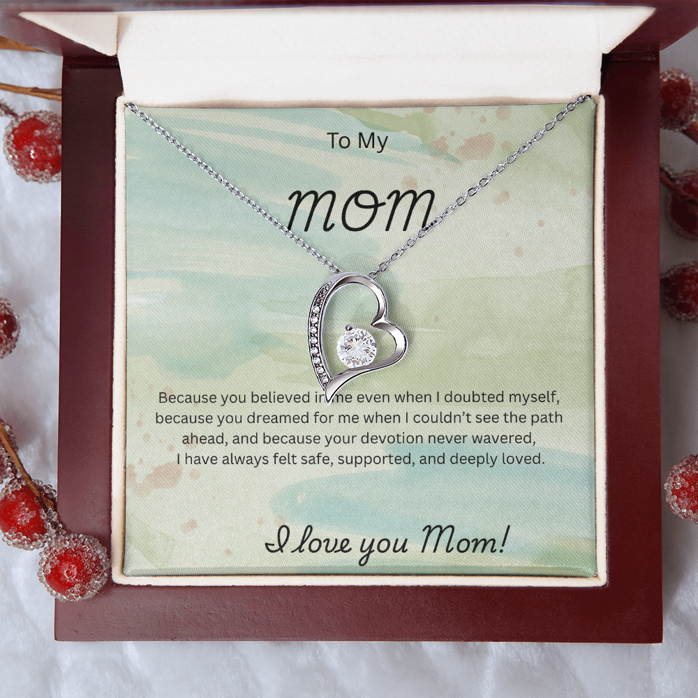 Forever Love Necklace for Mom – Elegant CZ Heart Pendant