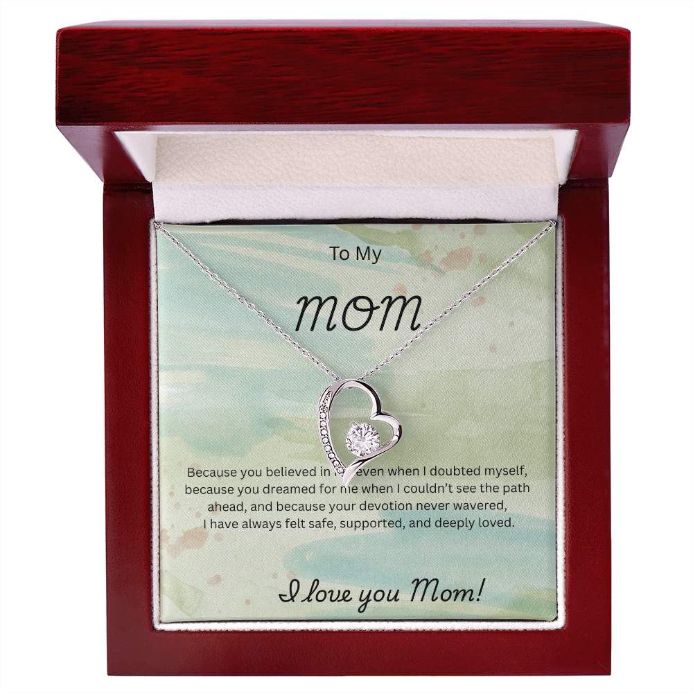Forever Love Necklace for Mom – Elegant CZ Heart Pendant