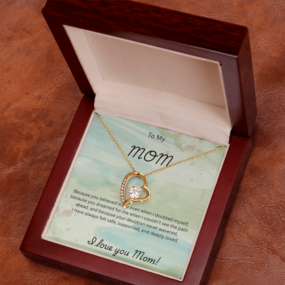 Forever Love Necklace for Mom – Elegant CZ Heart Pendant
