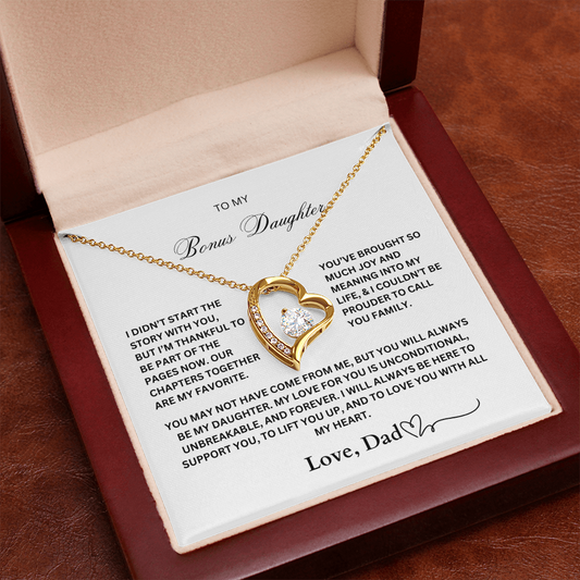 To My Bonus Daughter Necklace – Love, Dad – Forever Love Pendant