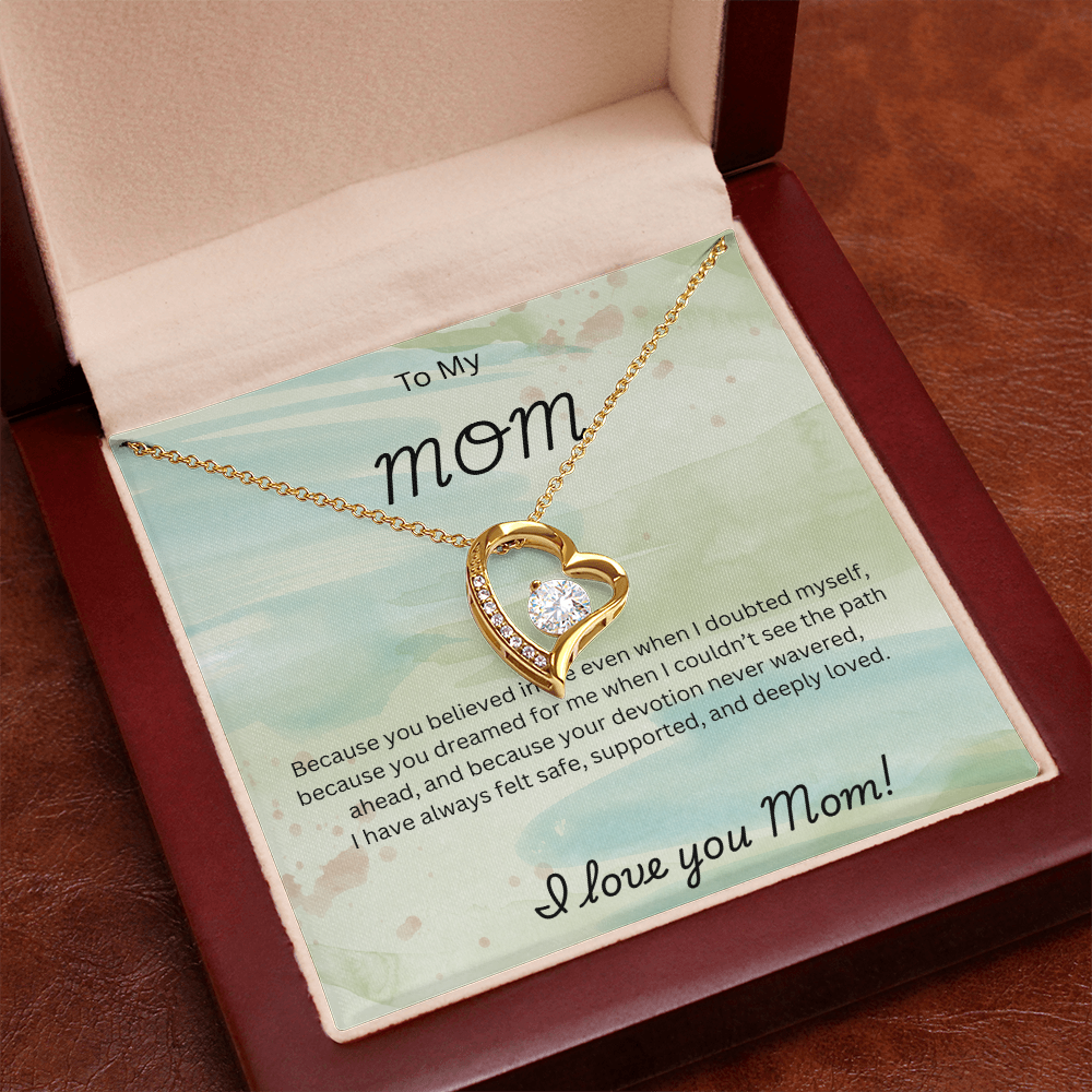 Forever Love Necklace for Mom – Elegant CZ Heart Pendant
