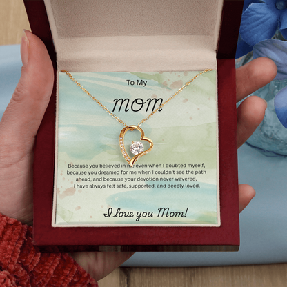 Forever Love Necklace for Mom – Elegant CZ Heart Pendant