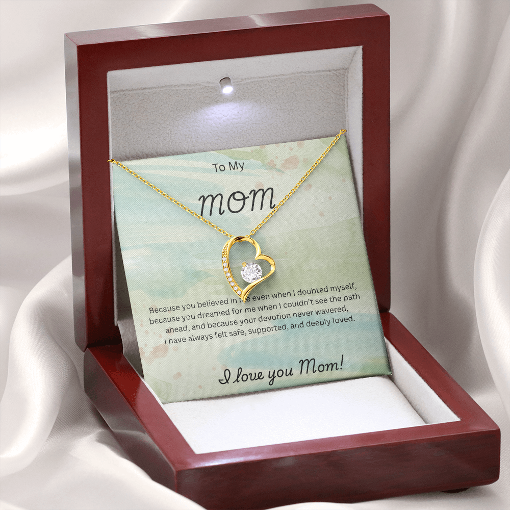 Forever Love Necklace for Mom – Elegant CZ Heart Pendant