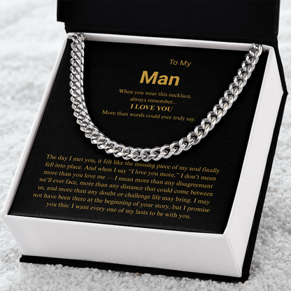To My Man "I Love You More" Cuban Link Chain