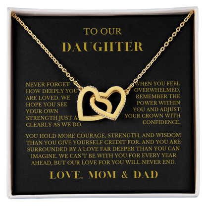 To Our Daughter – “Never Forget That We Love You” Heart Necklace From Mom & Dad