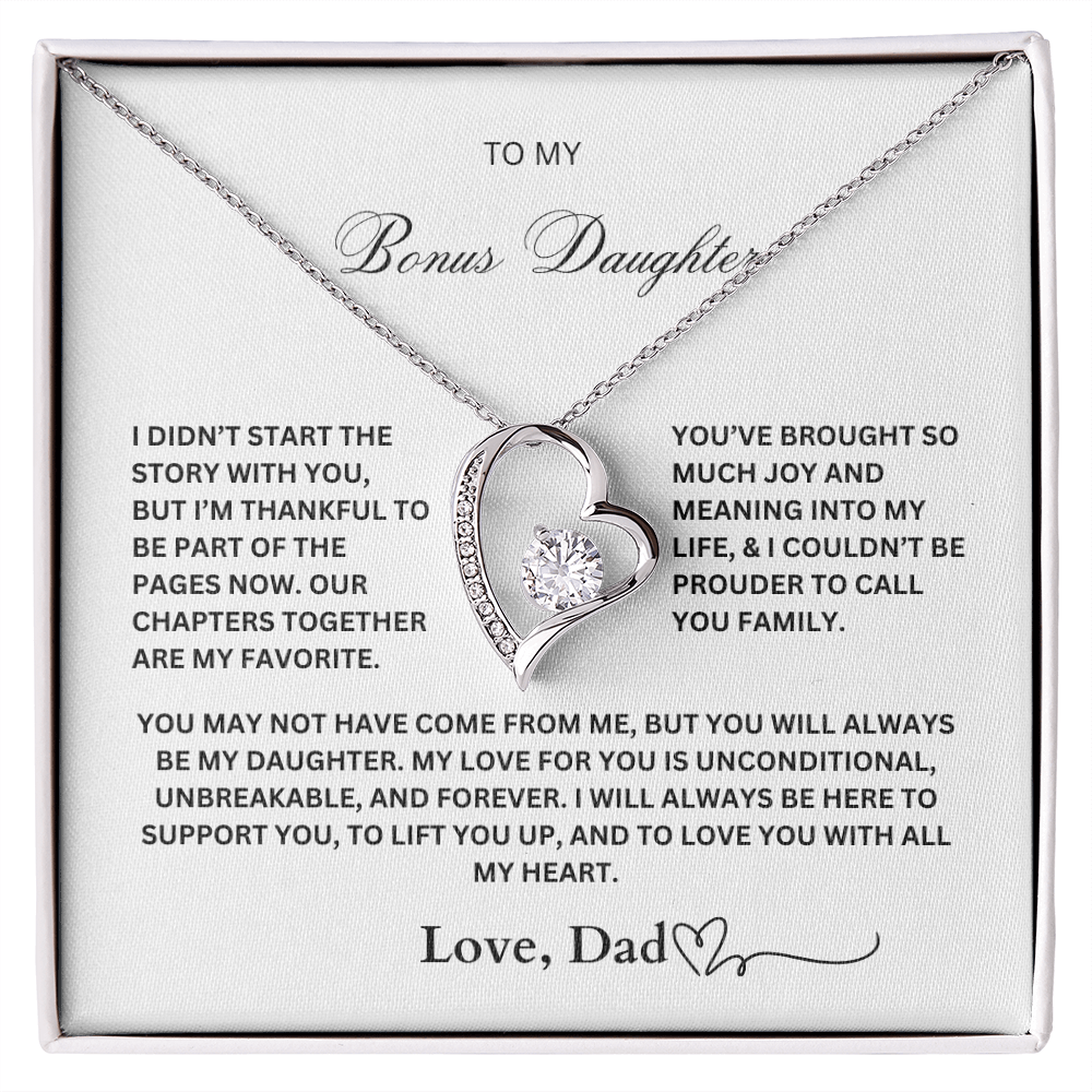 To My Bonus Daughter Necklace – Love, Dad – Forever Love Pendant