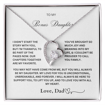 To My Bonus Daughter Necklace – Love, Dad – Forever Love Pendant