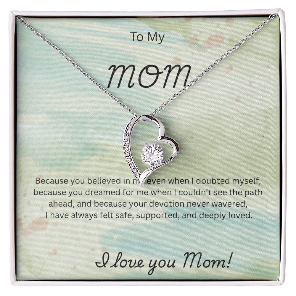 Forever Love Necklace for Mom – Elegant CZ Heart Pendant