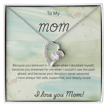 Forever Love Necklace for Mom – Elegant CZ Heart Pendant