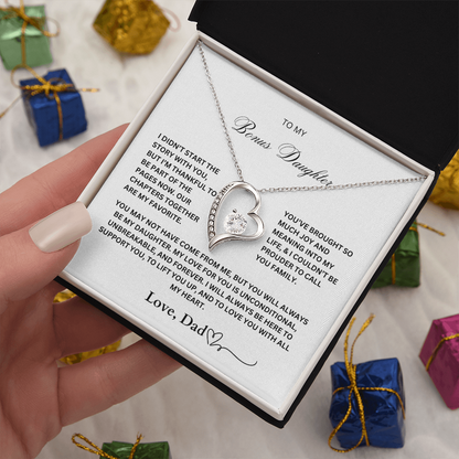 To My Bonus Daughter Necklace – Love, Dad – Forever Love Pendant
