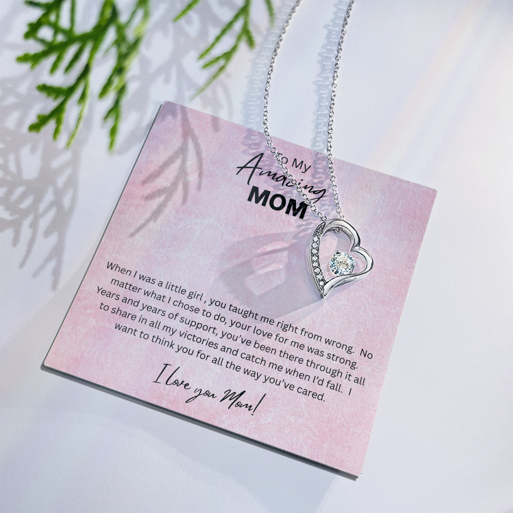 Love Knot Necklace Gift for Mom 14K White Gold Finish 18K Yellow Gold Finish