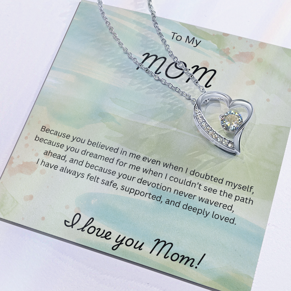 Forever Love Necklace for Mom – Elegant CZ Heart Pendant
