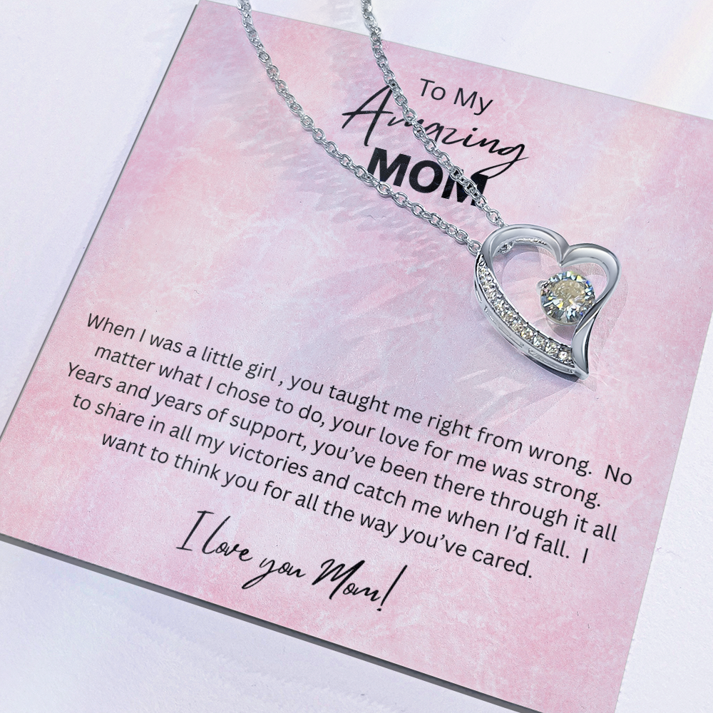 Love Knot Necklace Gift for Mom 14K White Gold Finish 18K Yellow Gold Finish