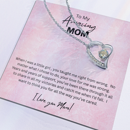 Love Knot Necklace Gift for Mom 14K White Gold Finish 18K Yellow Gold Finish