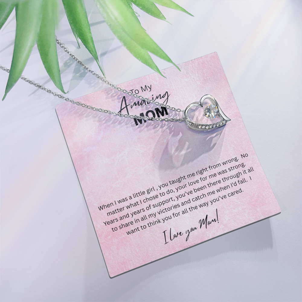 Love Knot Necklace Gift for Mom 14K White Gold Finish 18K Yellow Gold Finish