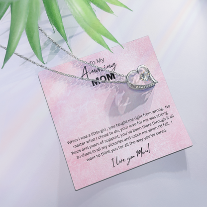 Love Knot Necklace Gift for Mom 14K White Gold Finish 18K Yellow Gold Finish