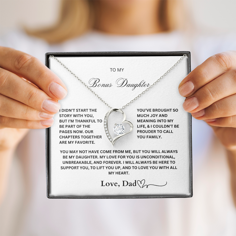 To My Bonus Daughter Necklace – Love, Dad – Forever Love Pendant
