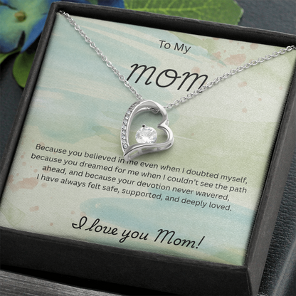 Forever Love Necklace for Mom – Elegant CZ Heart Pendant