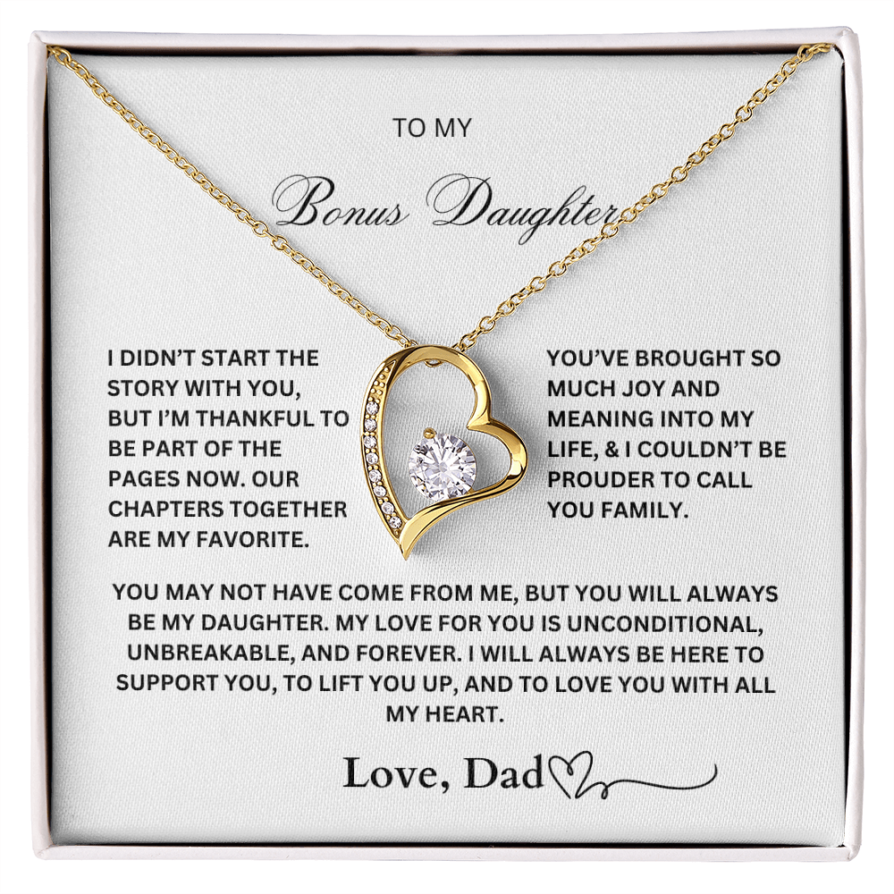 To My Bonus Daughter Necklace – Love, Dad – Forever Love Pendant