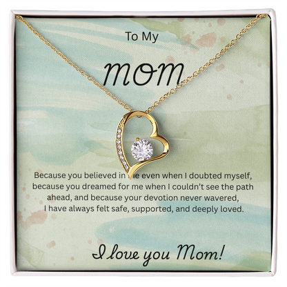Forever Love Necklace for Mom – Elegant CZ Heart Pendant