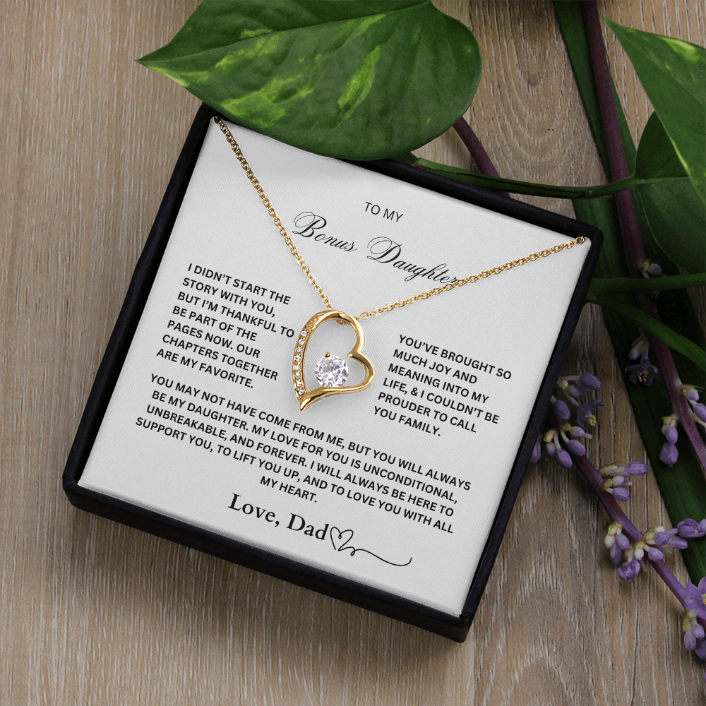 To My Bonus Daughter Necklace – Love, Dad – Forever Love Pendant
