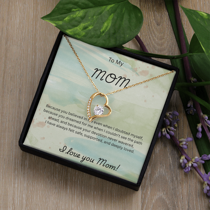 Forever Love Necklace for Mom – Elegant CZ Heart Pendant