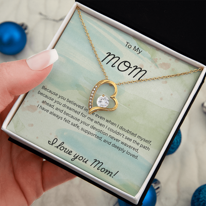 Forever Love Necklace for Mom – Elegant CZ Heart Pendant