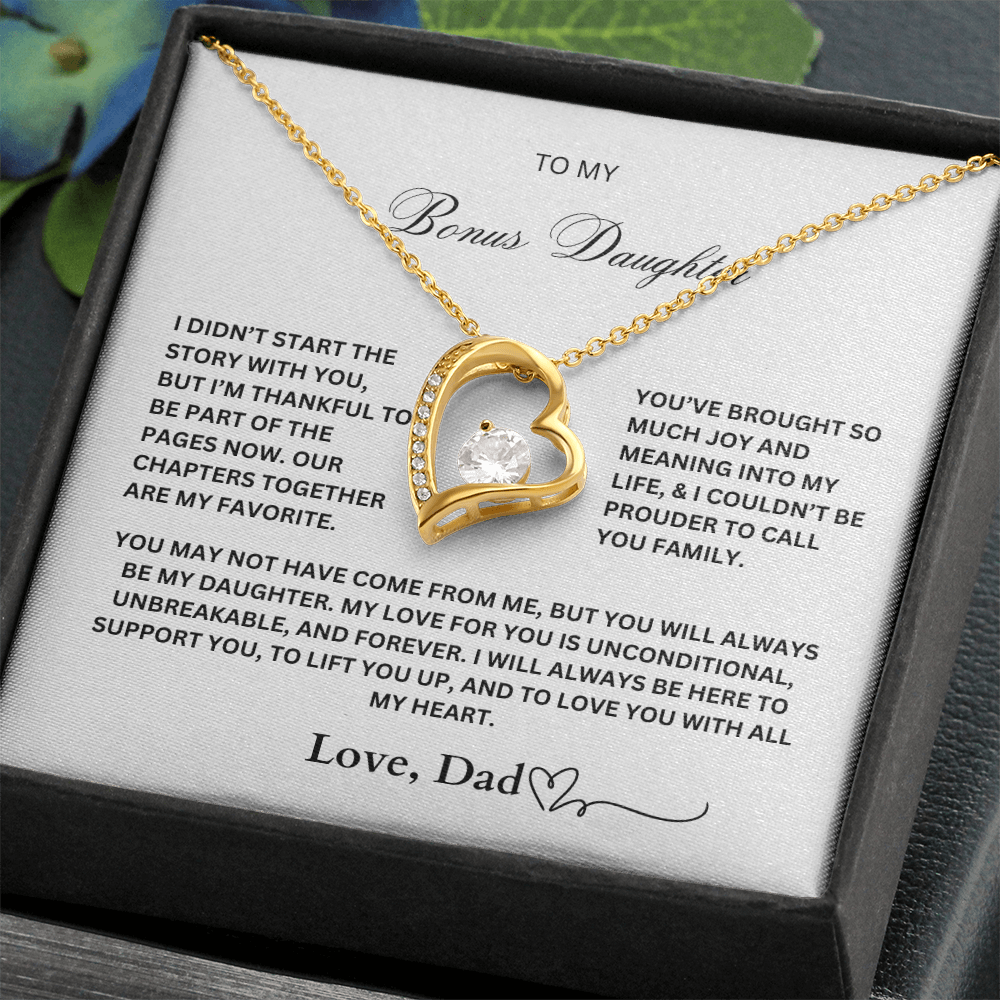 To My Bonus Daughter Necklace – Love, Dad – Forever Love Pendant