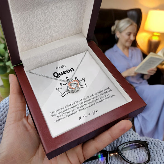 To My Queen – Sparkling Love Knot Necklace | Romantic Gift