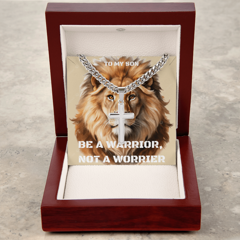 To My Son Cuban Chain Gifts Be A Warrior But Not A Worrier