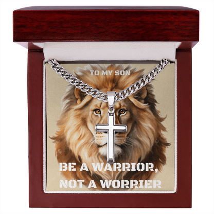 To My Son Cuban Chain Gifts Be A Warrior But Not A Worrier