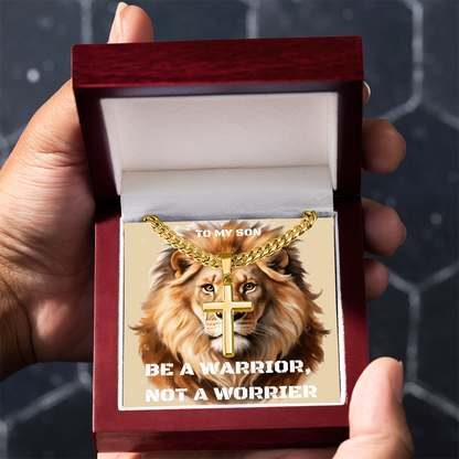 To My Son Cuban Chain Gifts Be A Warrior But Not A Worrier